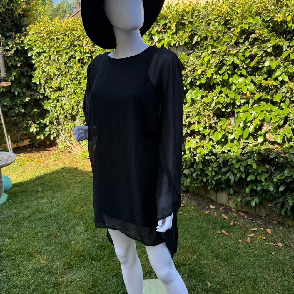 Lulu's Black Sheer Tunic Dress